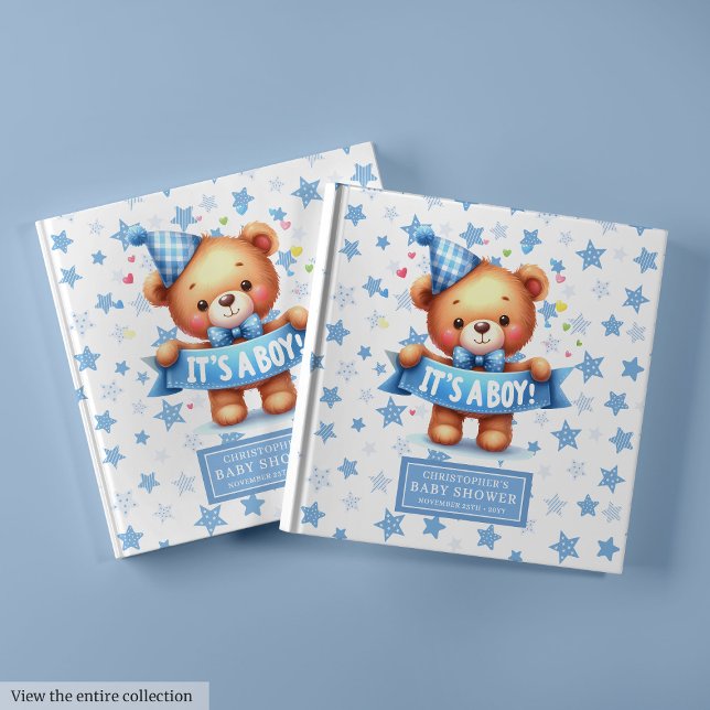 Schnurrbarsch Es ist ein Junge Teddy Bären Baby Du Gästebuch (Snuggly It’s a boy teddy bear baby shower keepsake book)