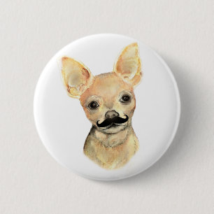 Schnurrbart auf einem niedlichen Hunde Humor Button