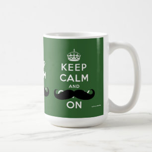 Schnurrbart behalten Ruhe und machen Grün weiter Kaffeetasse