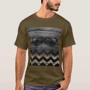 Schnurrbart Chevron Vintage Holz #4 T-Shirt