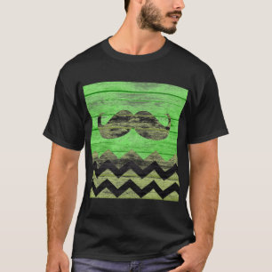 Schnurrbart Chevron Vintage Holz T-Shirt