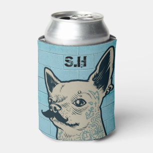 Schnurrbart-Chihuahua-Graffiti-Monogramm Dosenkühler