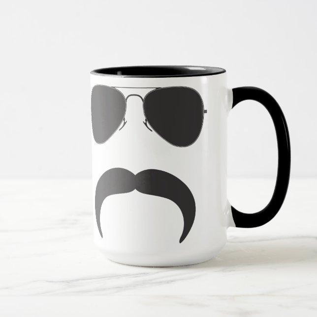 Schnurrbart-Flieger-Silhouette-Tasse Tasse (Rechts)