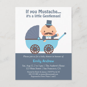 Schnurrbart Gentleman Baby Boy Shower Einladungen