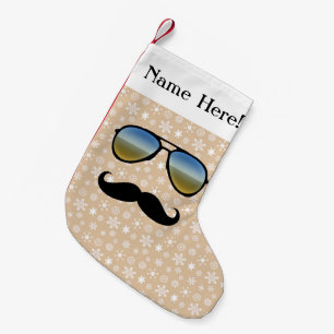 Schnurrbart-Glas-lustiges personalisiertes Kleiner Weihnachtsstrumpf