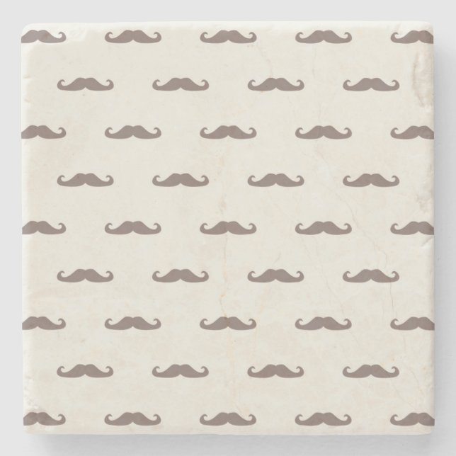 Schnurrbart-Hipster-Muster 3 Steinuntersetzer (Vorderseite)