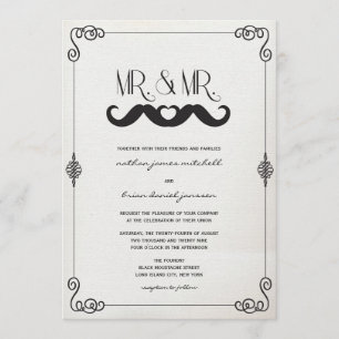 Schnurrbart Liebe Herr & Herr Vintage Papier Schwu Einladung