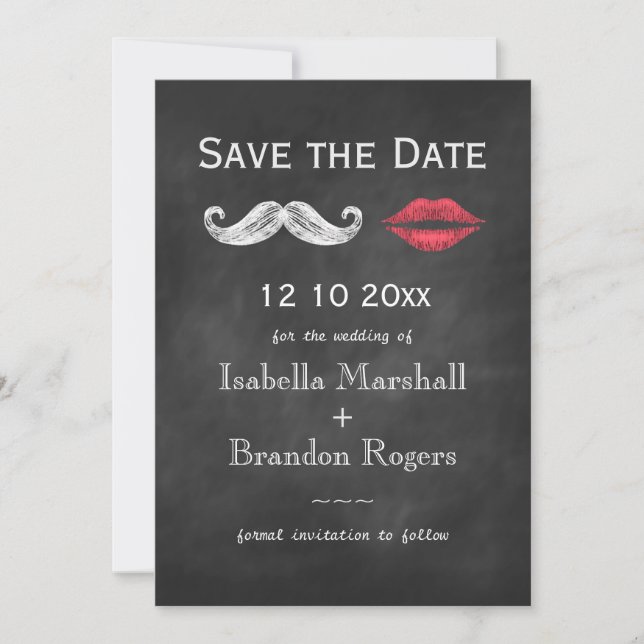 Schnurrbart & Lippen Save the Date (Vorderseite)