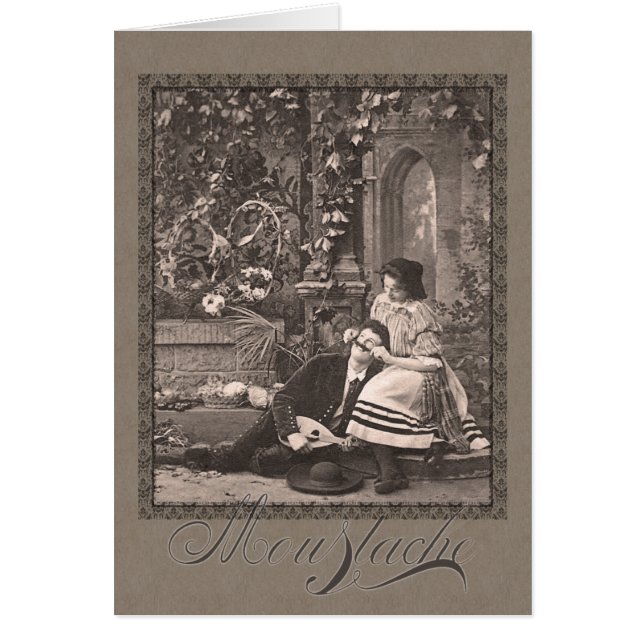 Schnurrbart-lustige romantische antike Postkarte (Vorne)