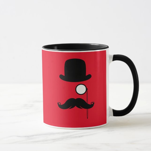 Schnurrbart-Mann auf rotem Hintergrund Tasse (Rechts)
