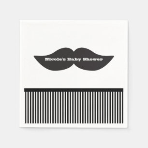 Schnurrbart-Party-Servietten schwarz-weiß gestreif Serviette