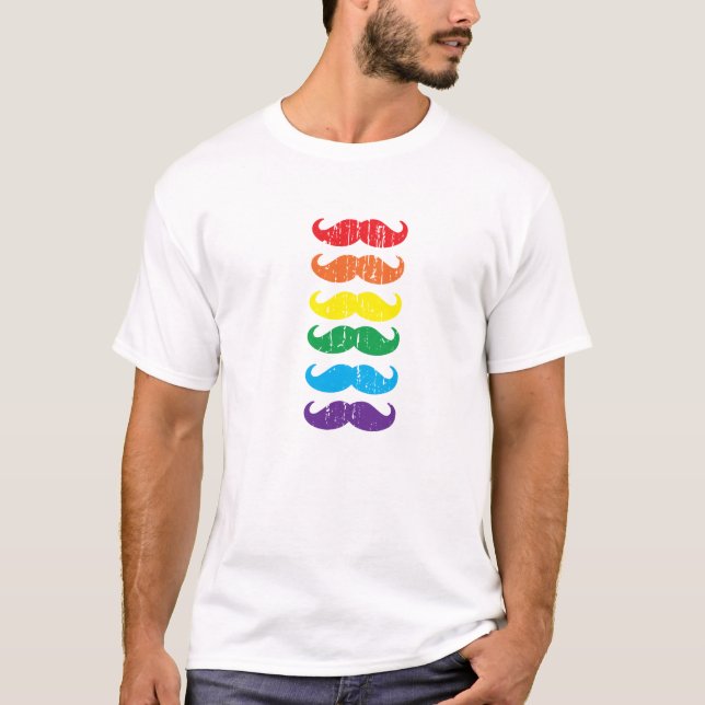 Schnurrbart-Regenbogen T-Shirt (Vorderseite)