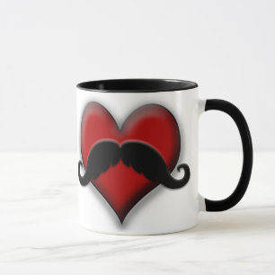 Schnurrbart-Rot-Herz Tasse