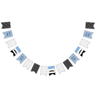 Schnurrbart-themenorientierte blaue u. schwarze wimpelkette