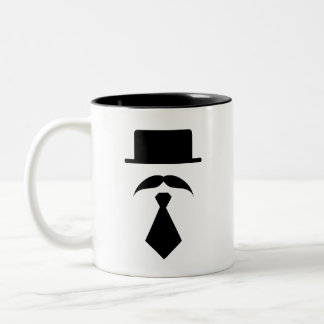 Schnurrbart-u. Krawatten-Piktogramm-Tasse Zweifarbige Tasse