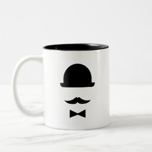 Schnurrbart-u. Melone-Piktogramm-Tasse Zweifarbige Tasse