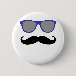 Schnurrbart und blauer Sonnenbrille-Humor Button