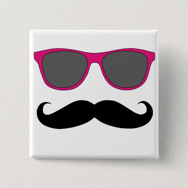 Schnurrbart und rosa Sonnenbrille-Humor Button (Vorderseite)