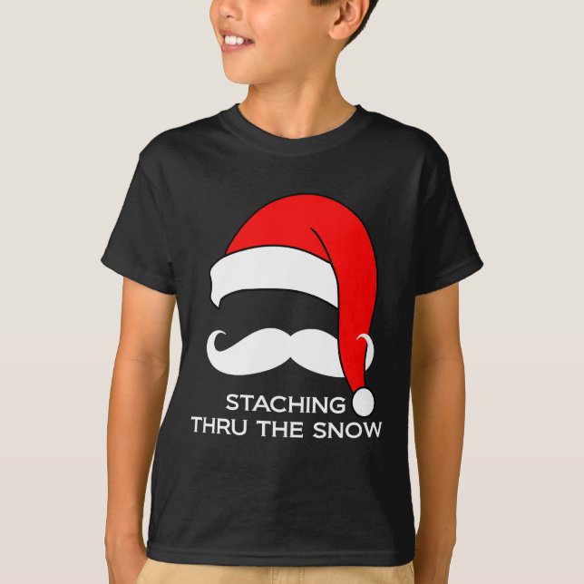 Schnurrbart-Weihnachten - Staching durch den T-Shirt (Vorderseite)