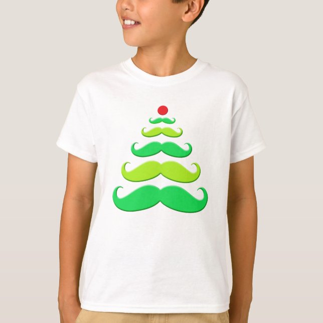 Schnurrbart-Weihnachtsbaum-Kleid T-Shirt (Vorderseite)