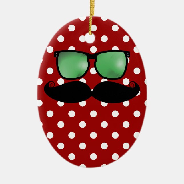Schnurrbart-Weihnachtsverzierung Keramikornament (Vorne)