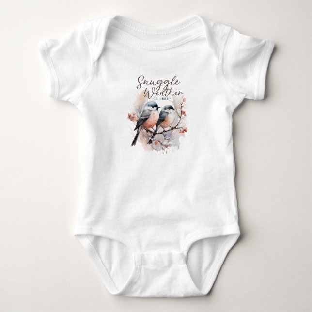 Schnurrbart Wetter ist da, Vögel auf Branntwein We Baby Strampler (Vorderseite)