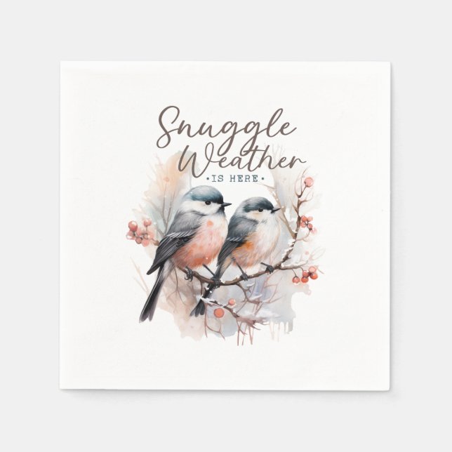 Schnurrbart Wetter ist da, Vögel auf Branntwein We Serviette (Vorderseite)