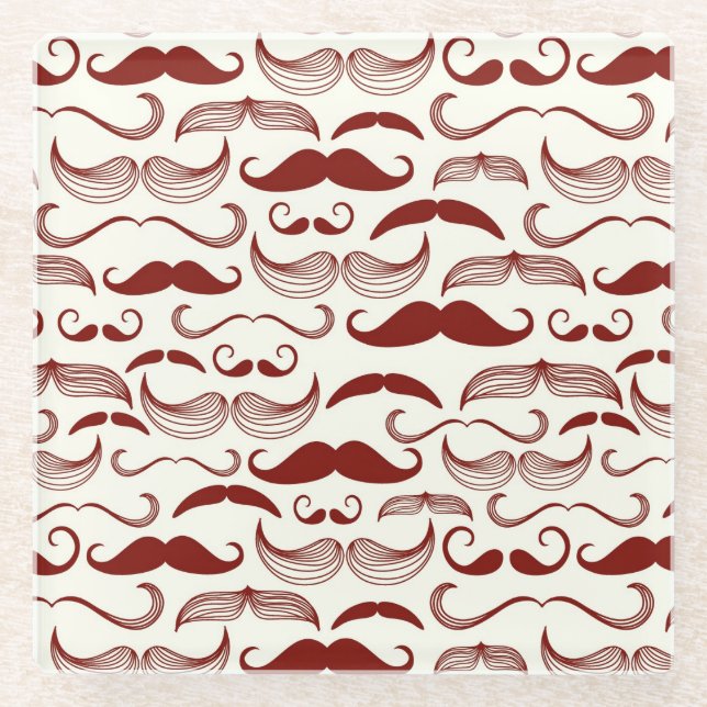 Schnurrbartmuster, Retro Art 3 Glasuntersetzer (Vorderseite)