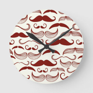 Schnurrbartmuster, Retro Art 3 Runde Wanduhr
