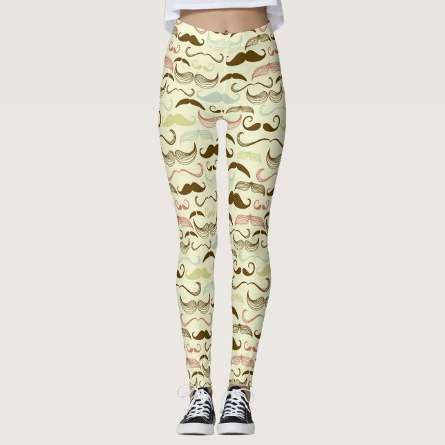Schnurrbartmuster, Retro Art 4 Leggings (Vorderseite)