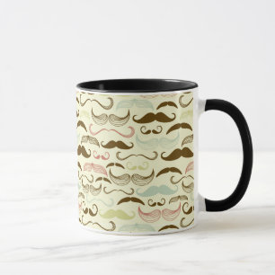 Schnurrbartmuster, Retro Art 4 Tasse