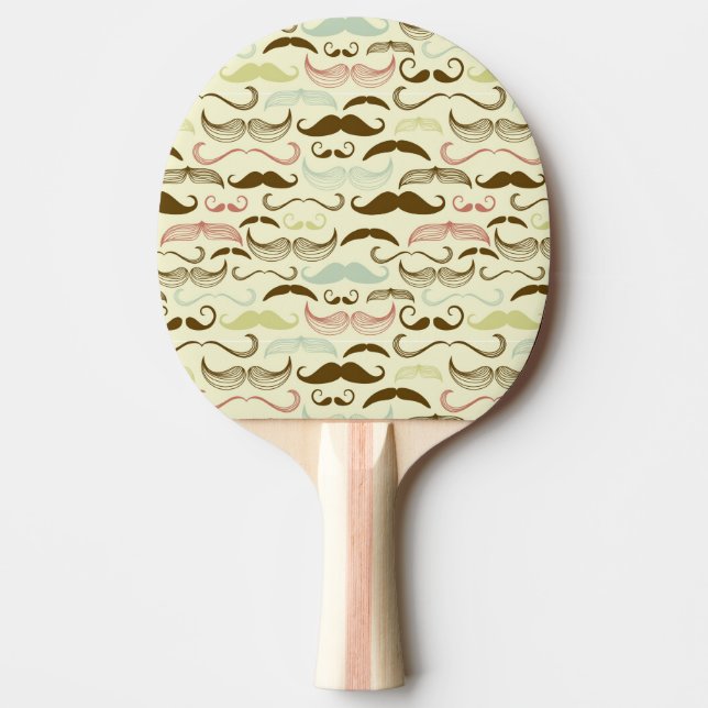 Schnurrbartmuster, Retro Art 4 Tischtennis Schläger (Vorderseite)
