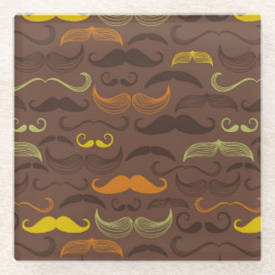 Schnurrbartmuster, Retro Art 5 Glasuntersetzer