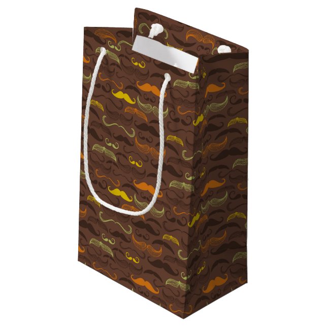 Schnurrbartmuster, Retro Art 5 Kleine Geschenktüte (Rückseite Schrägansicht)