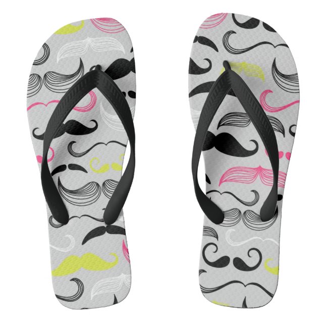 Schnurrbartmuster, Retro Art Flip Flops (Fußbett)