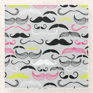 Schnurrbartmuster, Retro Art Glasuntersetzer