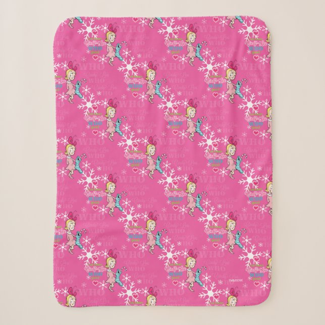Schnürsenkel | Cindy-Lou Who Pink Holiday Pattern Sherpadecke (Vorderseite)