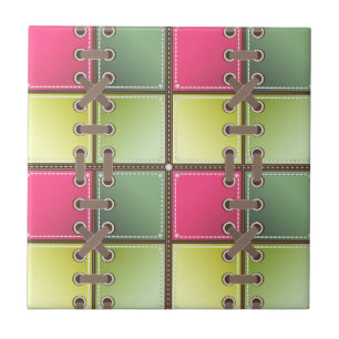 Schnürsenkel, rosa und grüne Mode Fliese