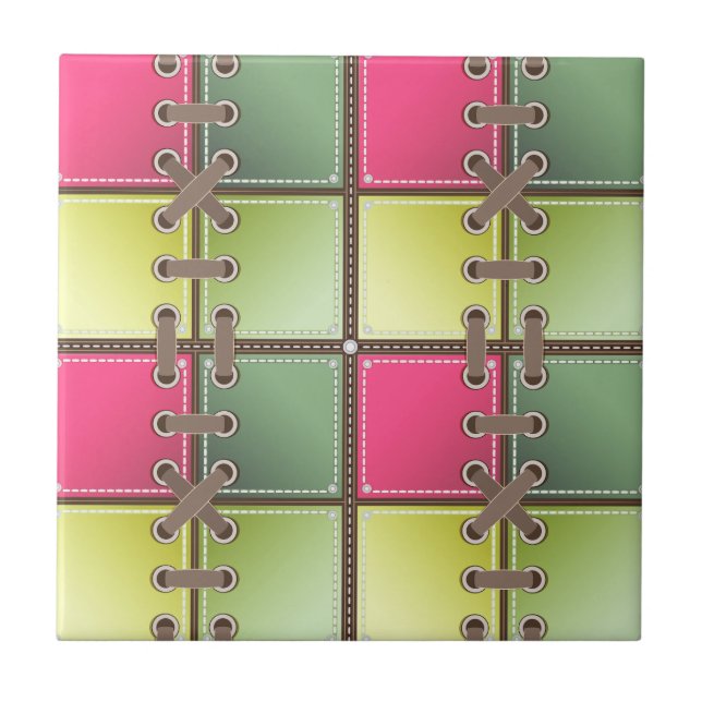 Schnürsenkel, rosa und grüne Mode Fliese (Vorderseite)