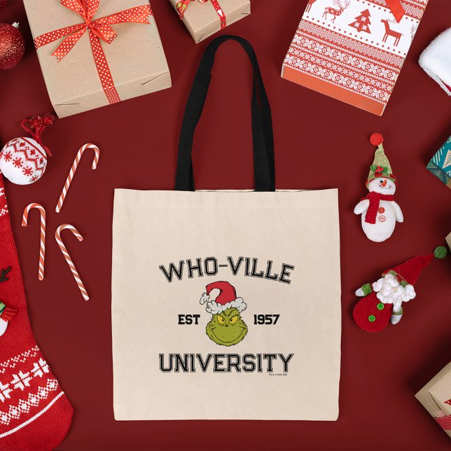 Schnürsenkel | Who-ville University Est 1957 Tragetasche (Tote bag on table)