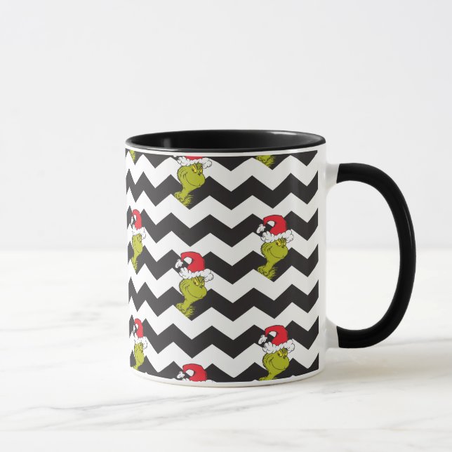 Schnürsenkel | Zickzack Schwarz-Weiß-Urlaubsmuster Tasse (Rechts)