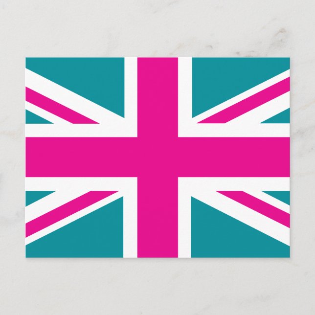 Schock Pink Union Jack British(UK) Flag Postkarte (Vorderseite)