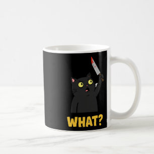 Schockierte Katze Mit Messer Aufkleber Kaffeetasse