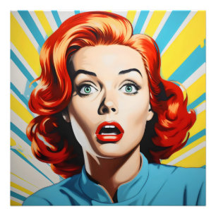 Schockierte weibliche Pop Kunst Fotodruck
