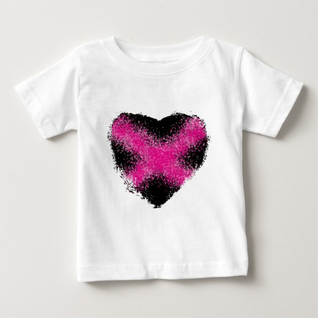 Schockrosa auf schwarzem Glitzer-Punktkreuz Baby T-shirt (Vorderseite)