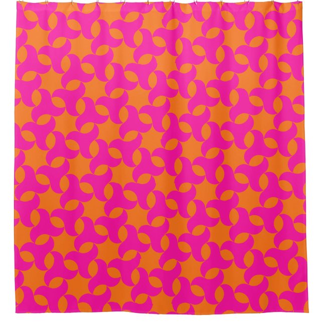 Schockrosa und orange islamisches geometrisches Mu Duschvorhang (Vorderseite)