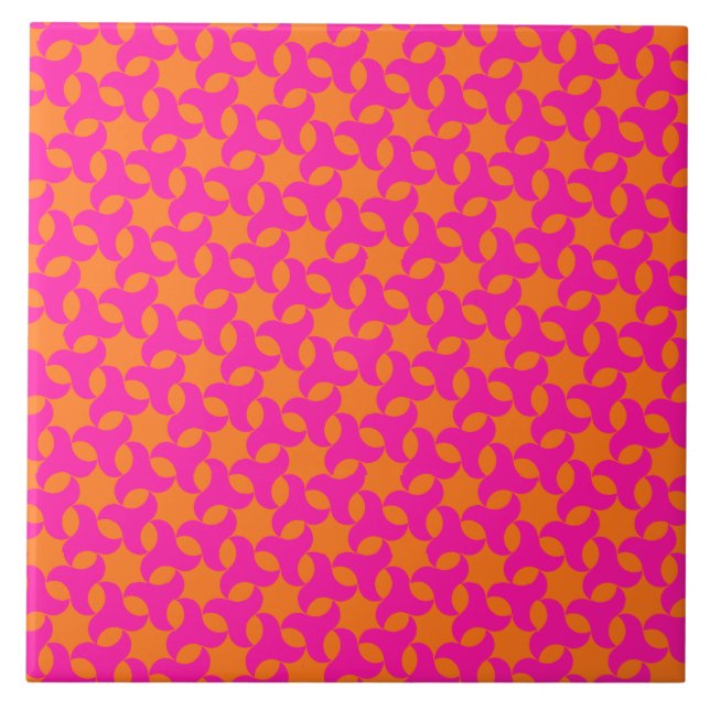 Schockrosa und orange islamisches geometrisches Mu Fliese (Vorderseite)