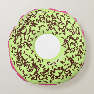 Schoko-Sprinkle-Donut mit Matcha-Glasur, Donut Rundes Kissen