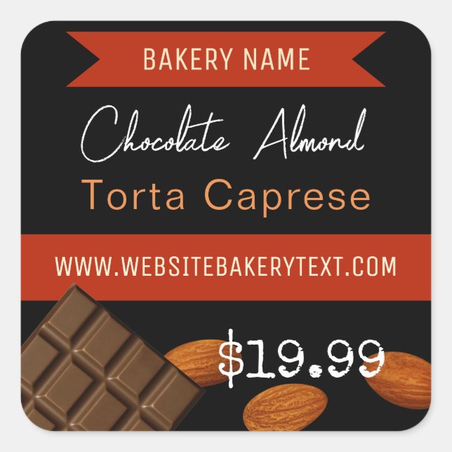 Schokolade Almond Torta Caprese Square Sticker (Vorderseite)