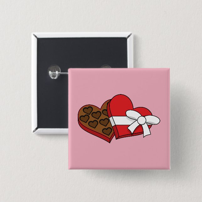 Schokolade am Valentinstag Button (Vorne & Hinten)